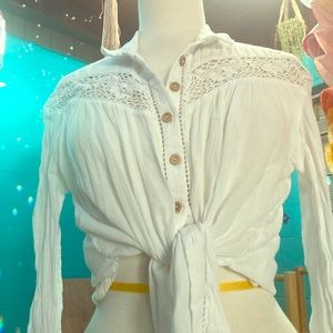 Vintage cotton and lace button down